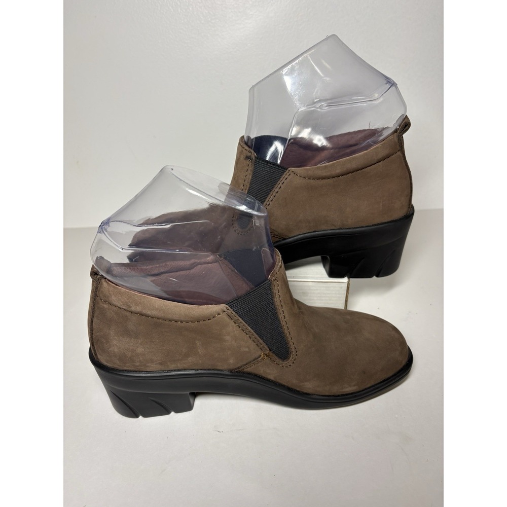 Solvei by Dansko Women's Leather Block Heels Slip-On Comfort Shoes Brown Size 37
